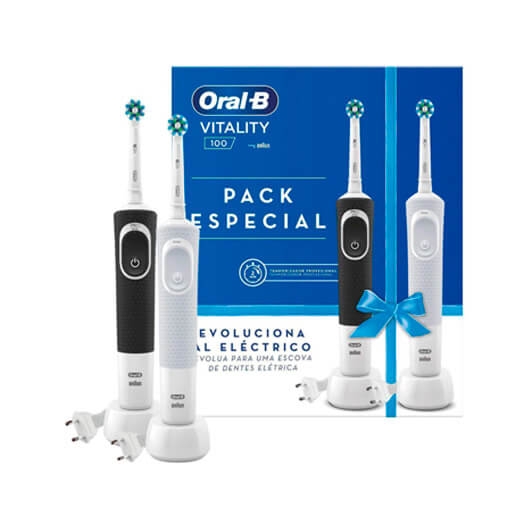 Cepillo dental electrico oral - b d100 vitality duo 2xcabezal cross action -  temporizador -  2xmangos