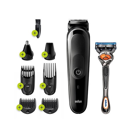 Cortapelos multigroomer braun mgk5260 + gillete 8 en 1 -  seco y humedo -  13 ajustes -  0.5 - 21mm -  perfila