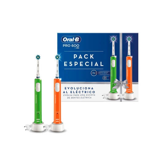 Cepillo dental electrico oral - b pro 600 duo 2xcabezal cross action -  temporizador -  2xmangos