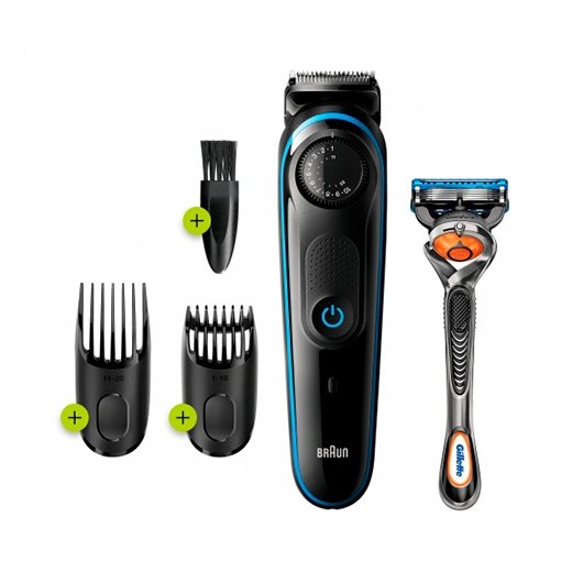 Barbero cortapelos braun bt3240 + gillete fusion 39 ajustes -  barba -  lavable -  control giratorio