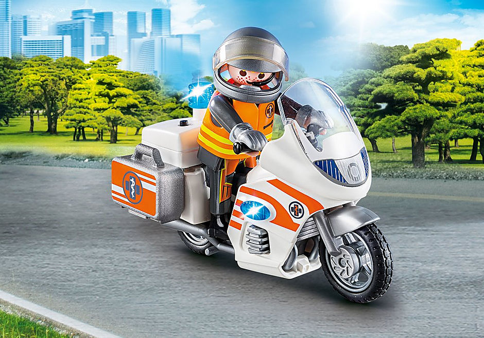 Playmobil rescate moto de emergencias con sirena