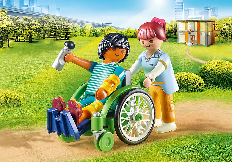 Playmobil ciudad hospital -  paciente en silla de ruedas