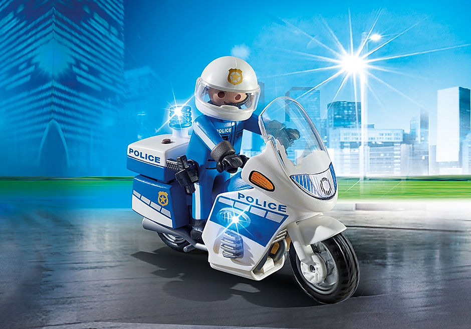 Playmobil policia policia con moto y luces led