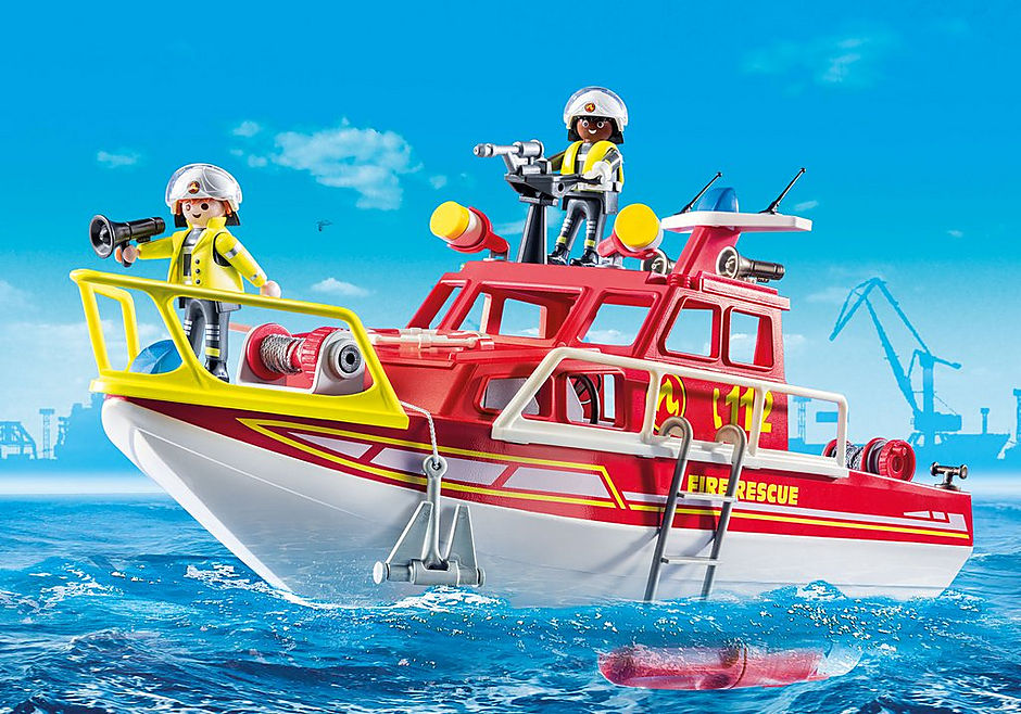 Playmobil ciudad barco de bomberos