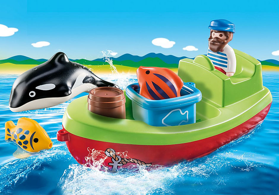 Playmobil 1.2.3 pescador con bote
