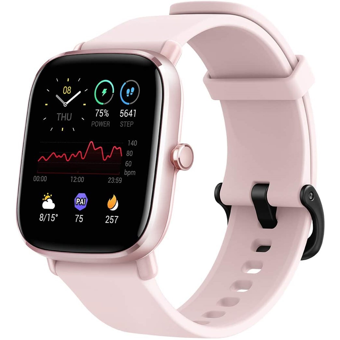 Pulsera reloj deportiva amazfit gts 2 mini flamingo pink -  smartwatch -  1.55pulgadas amoled -   resistente al agua 5 atm