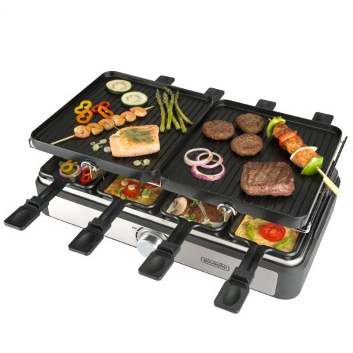 Plancha de asar bpurgini gourmette raclette grill plus 8personas