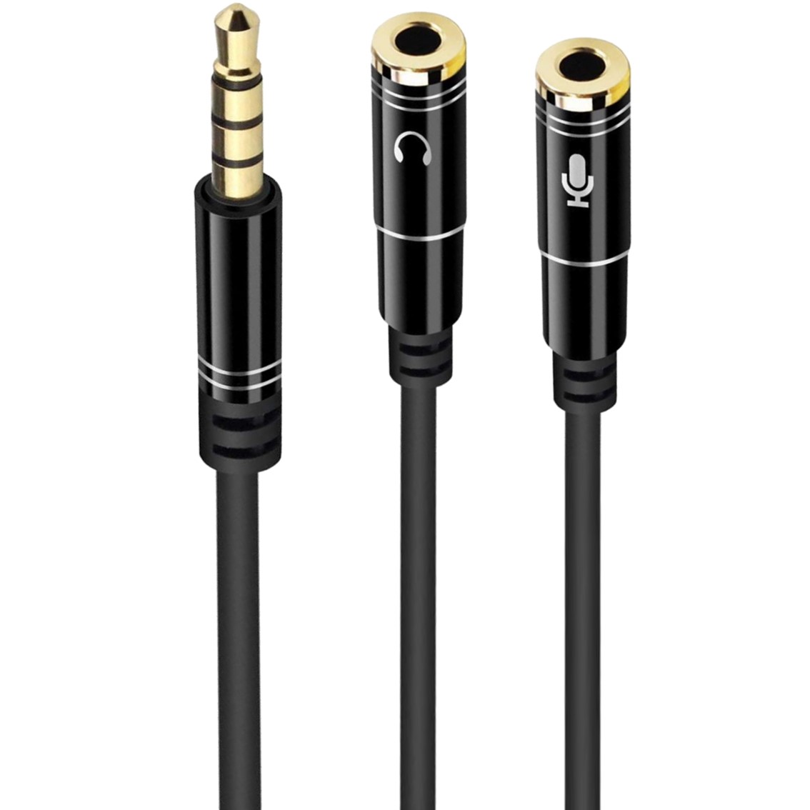 Cable adaptador de audio ewent jack 3.5mm macho a jack 3.5mm hembra x2 negro 0.30m