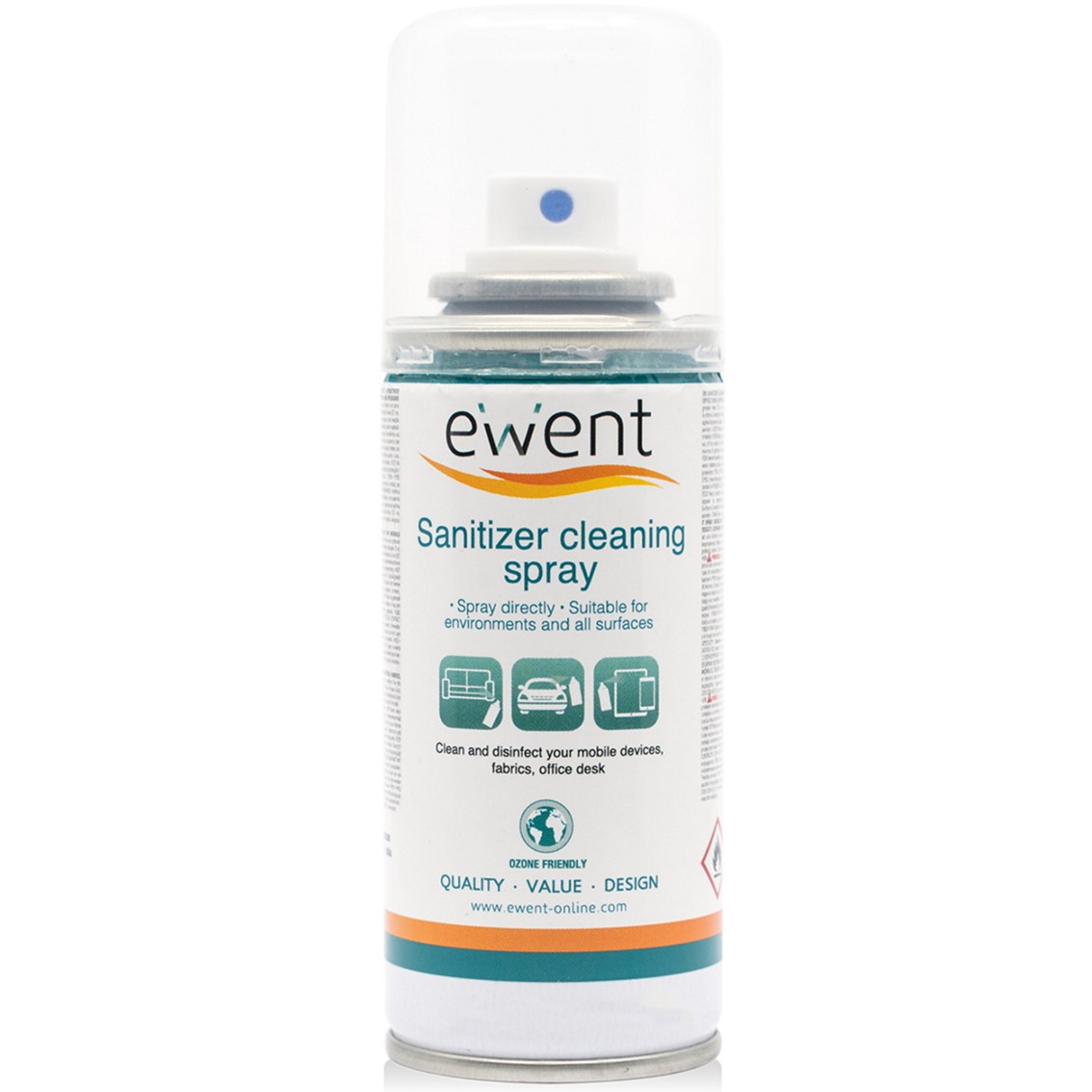Spray desinfectante ewent ew5676 para superficies 400ml